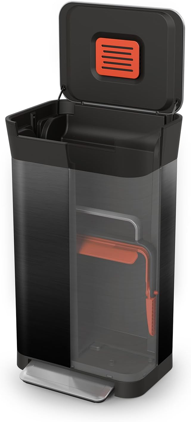 Titan Küchenabfalleimer mit Pressvorrichtung, 30L Schwarz