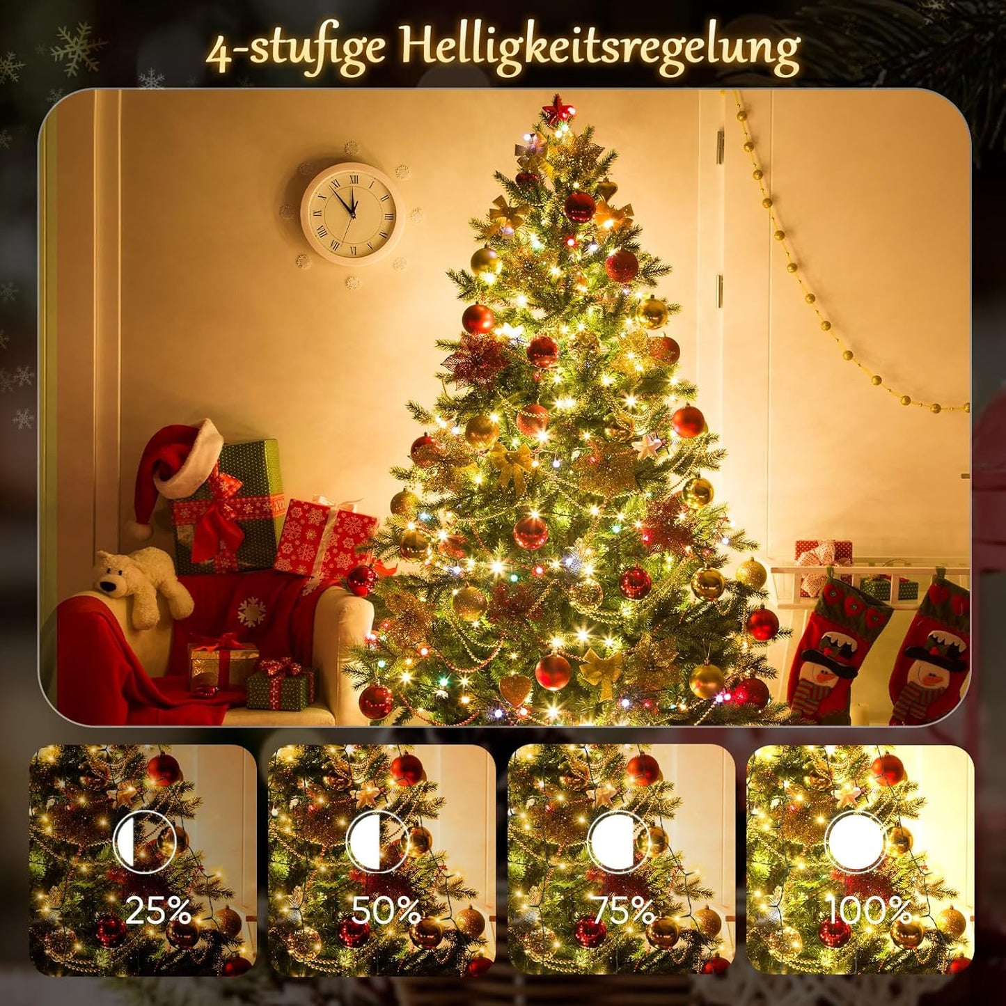 LED-Christbaumbeleuchtung mit Fernbedienung, Warmweiß Fernbedienung 1,5m