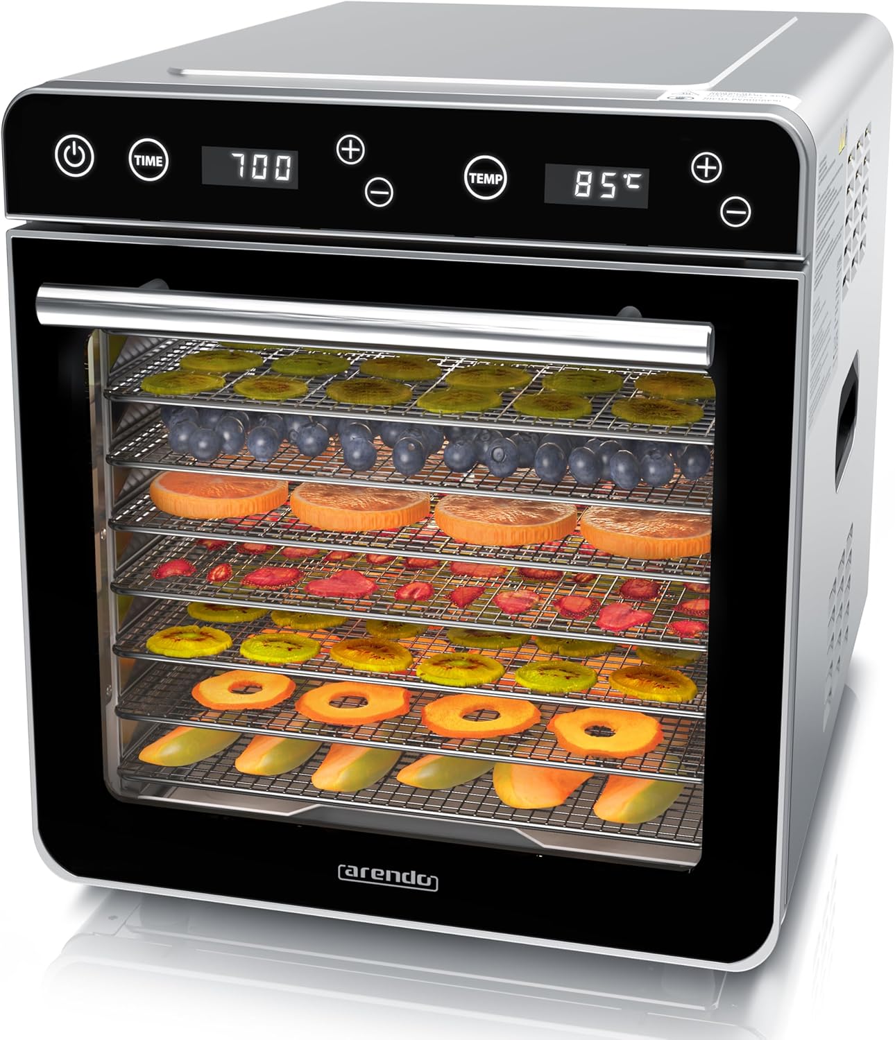 Dörrautomat mit 8 Edelstahlgittern (700 W, 35°-85°C)