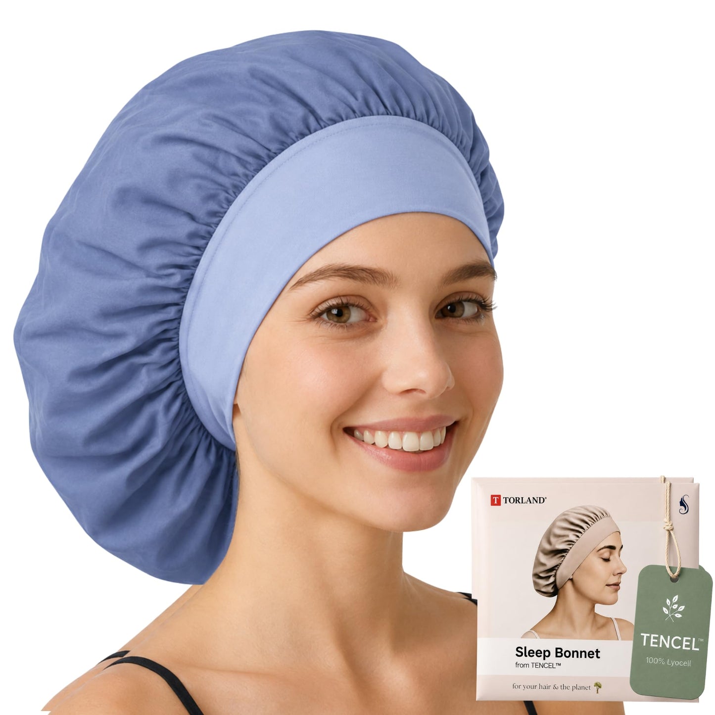 Verstellbare Schlafhaube mit Elastikband, Blau - Gross