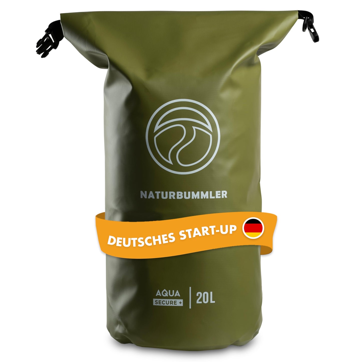 Wasserdichte Dry Bag mit Rucksackfunktion, 20 Liter Naturgrün