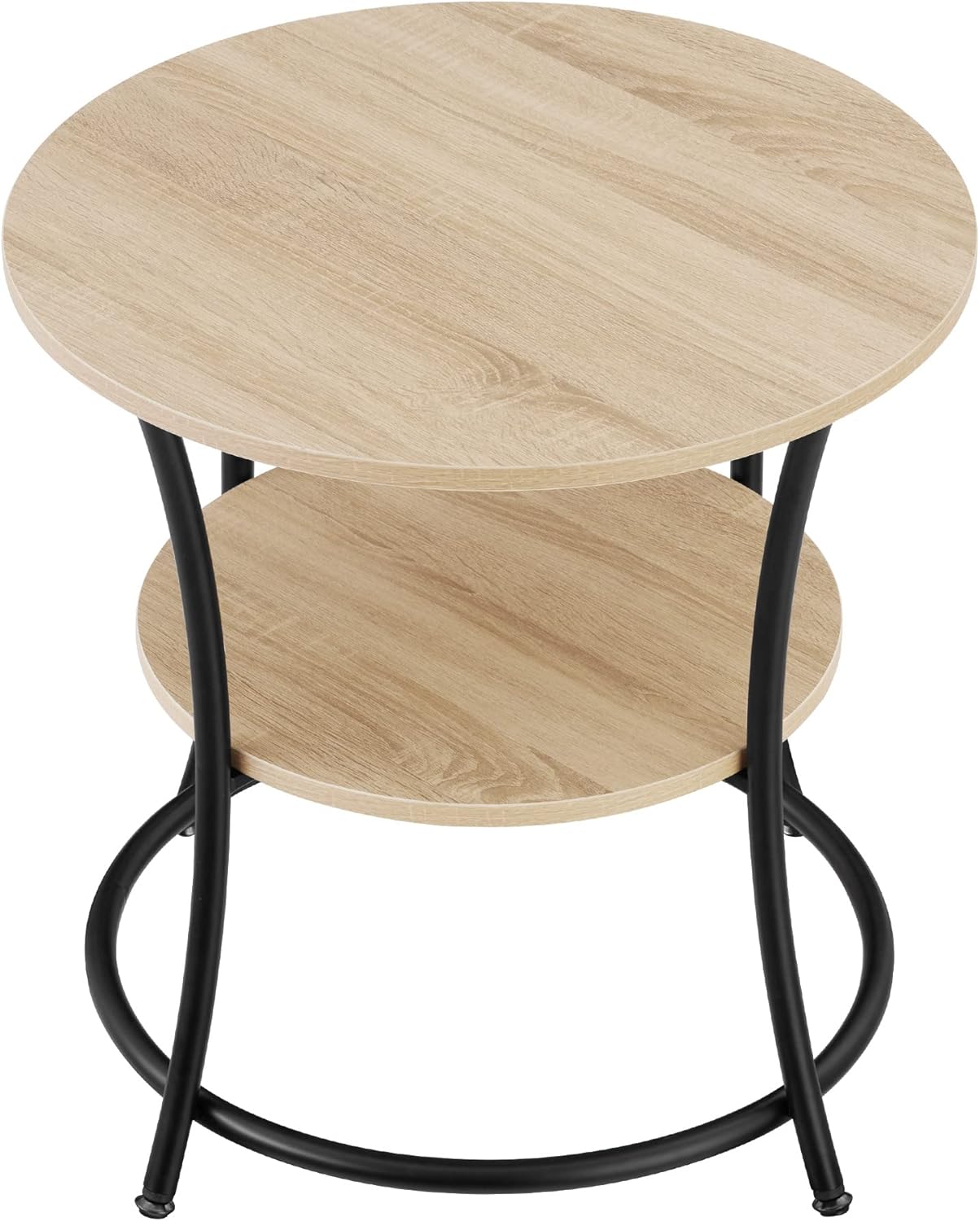 Runder Beistelltisch mit 2 Ablagen, Industrial Holz Hell, Eiche Sonoma 55 x 56cm