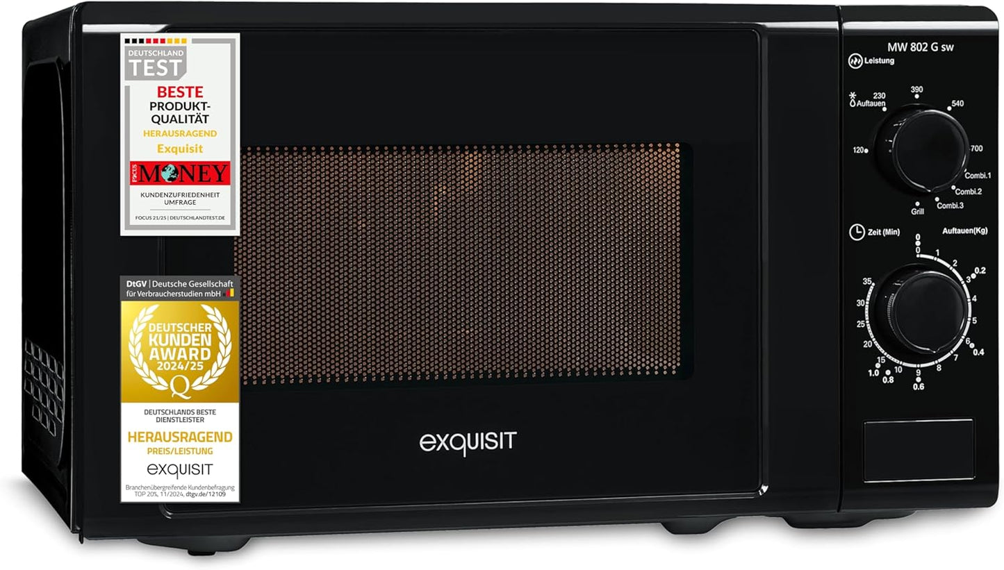 MW 802G Mikrowelle mit Grill, Schwarz