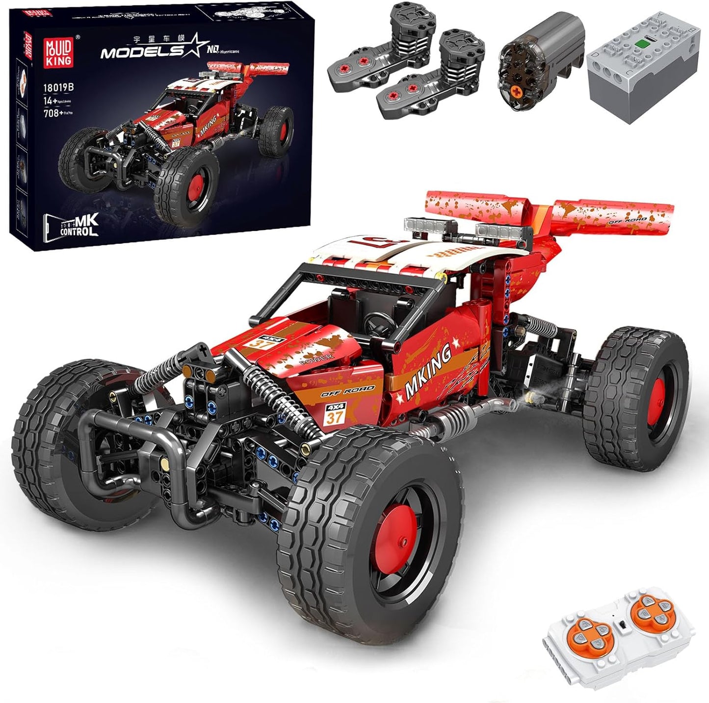 18019B Technik Geländewagen Modellbaustein-Set, 708 Teile, App-Steuerung, All Terrain Fahrzeug