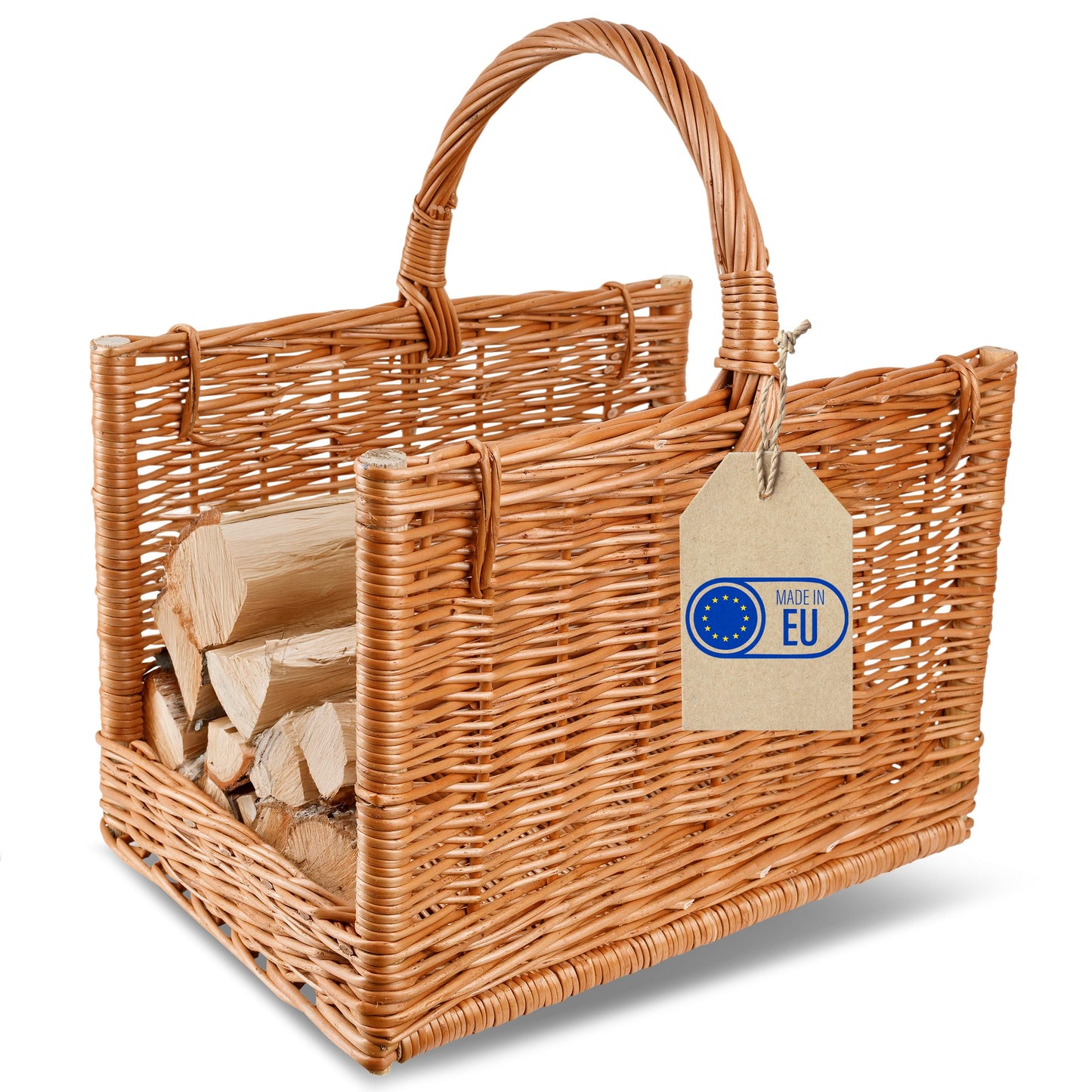 Grosser Kaminkorb aus Rattan, ohne Jute 45 x 30 x 47 cm Braun