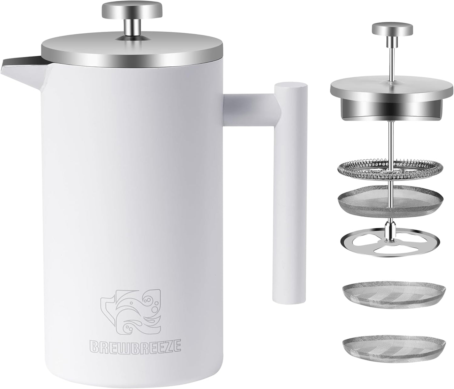 French Press Set, Mattweiß 1 Liter