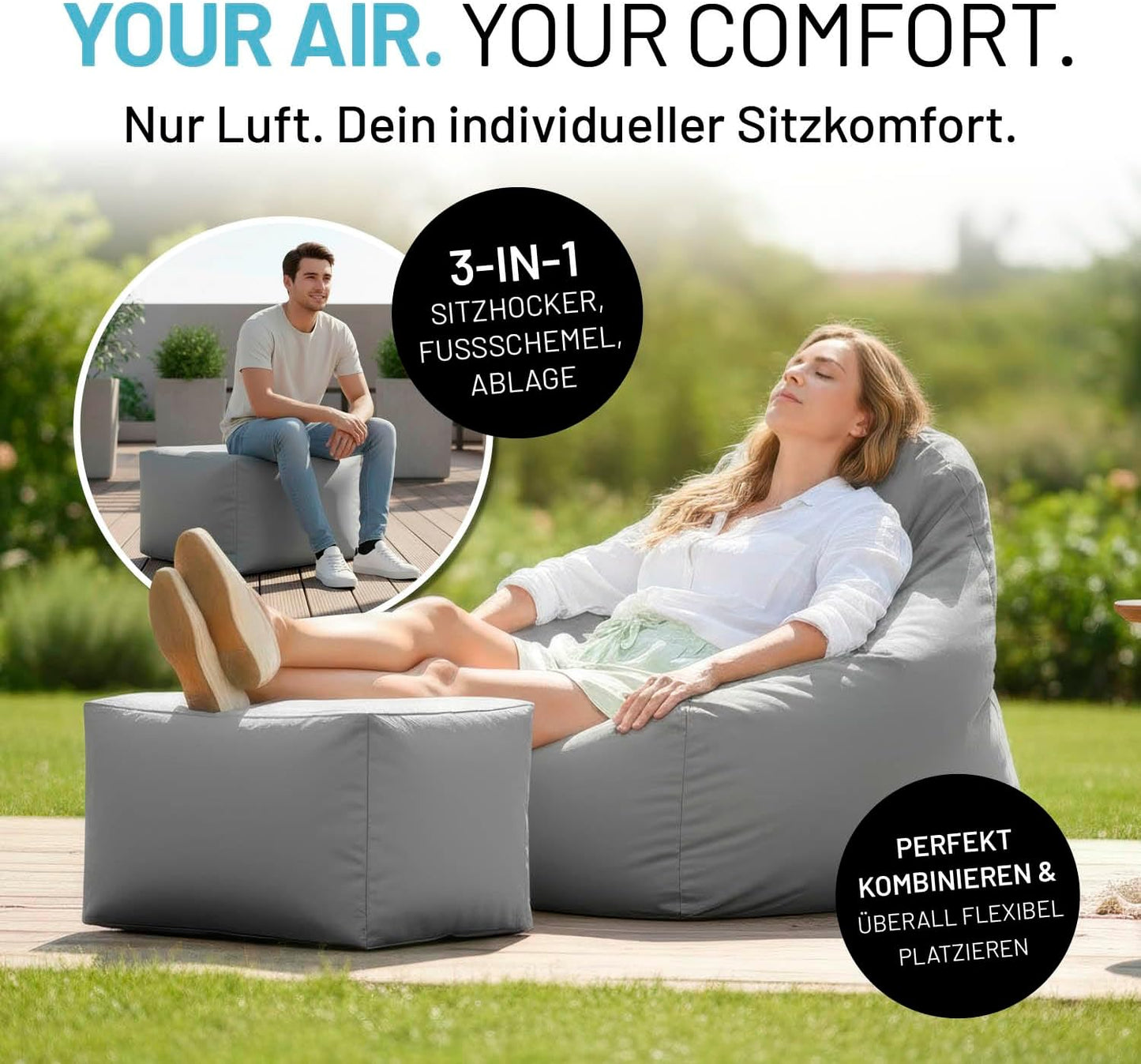Aufblasbarer Outdoor-Campinghocker, Hocker (60x45x35 cm)