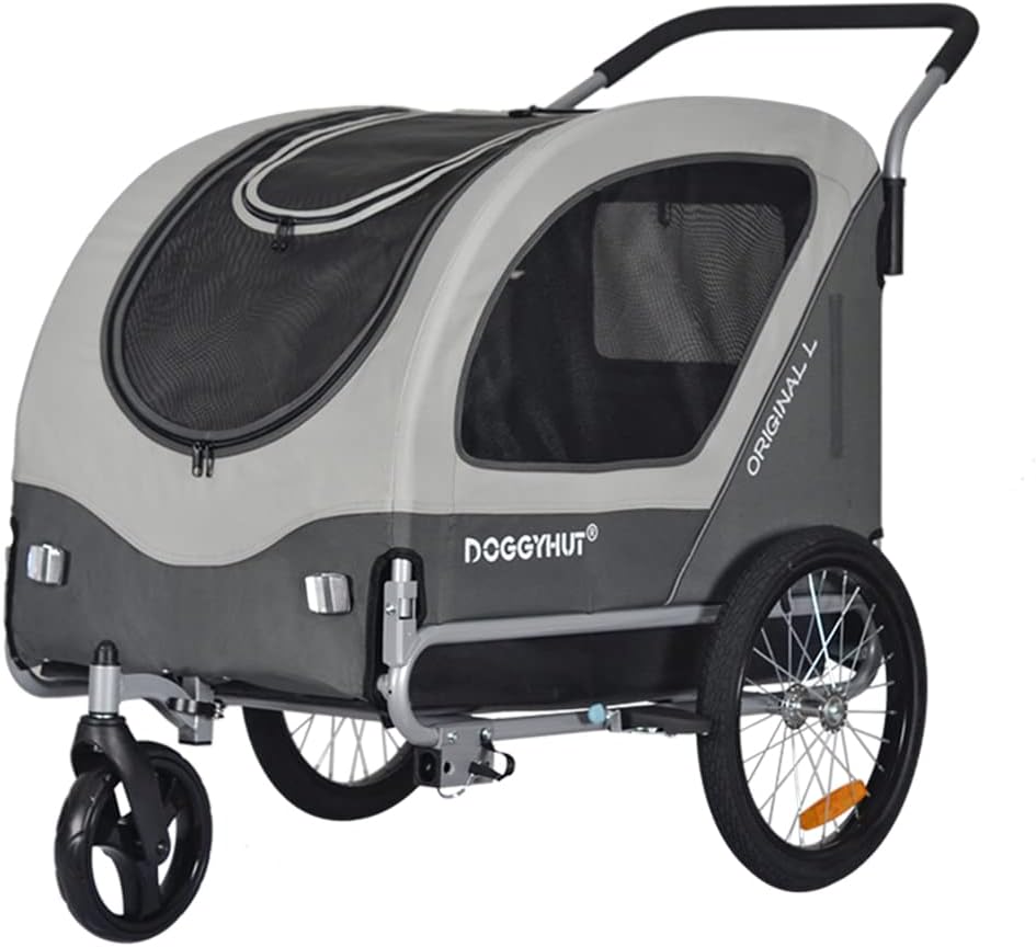 2-in-1 Fahrradanhänger & Hundebuggy, Grau