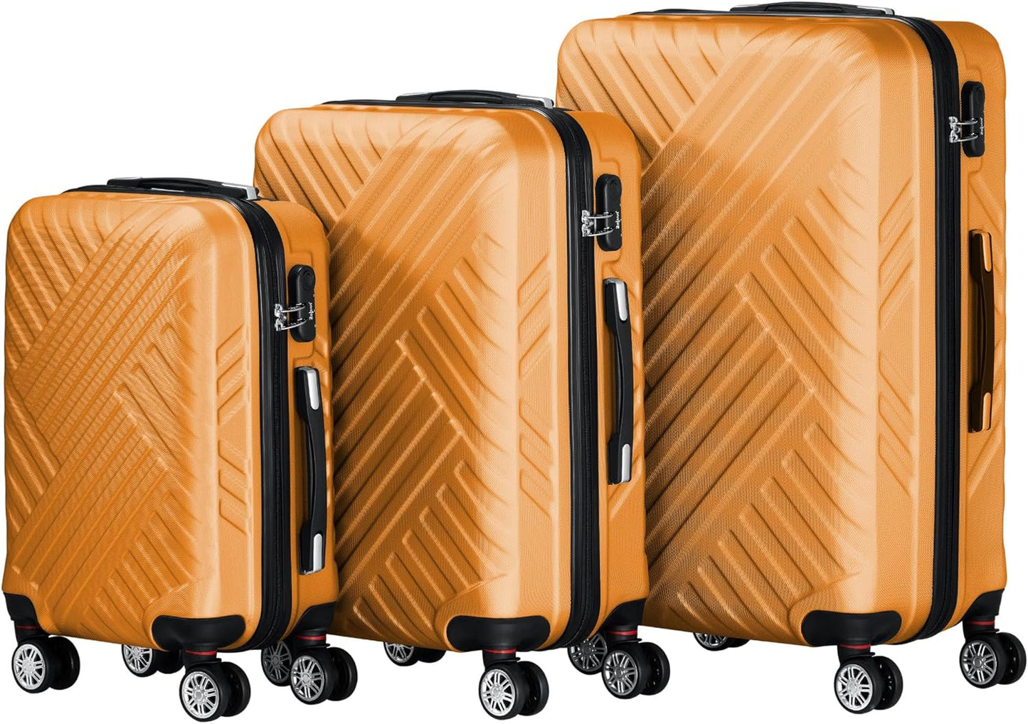 3-teiliges Hartschalenkoffer-Set mit Zahlenschloss, Orange