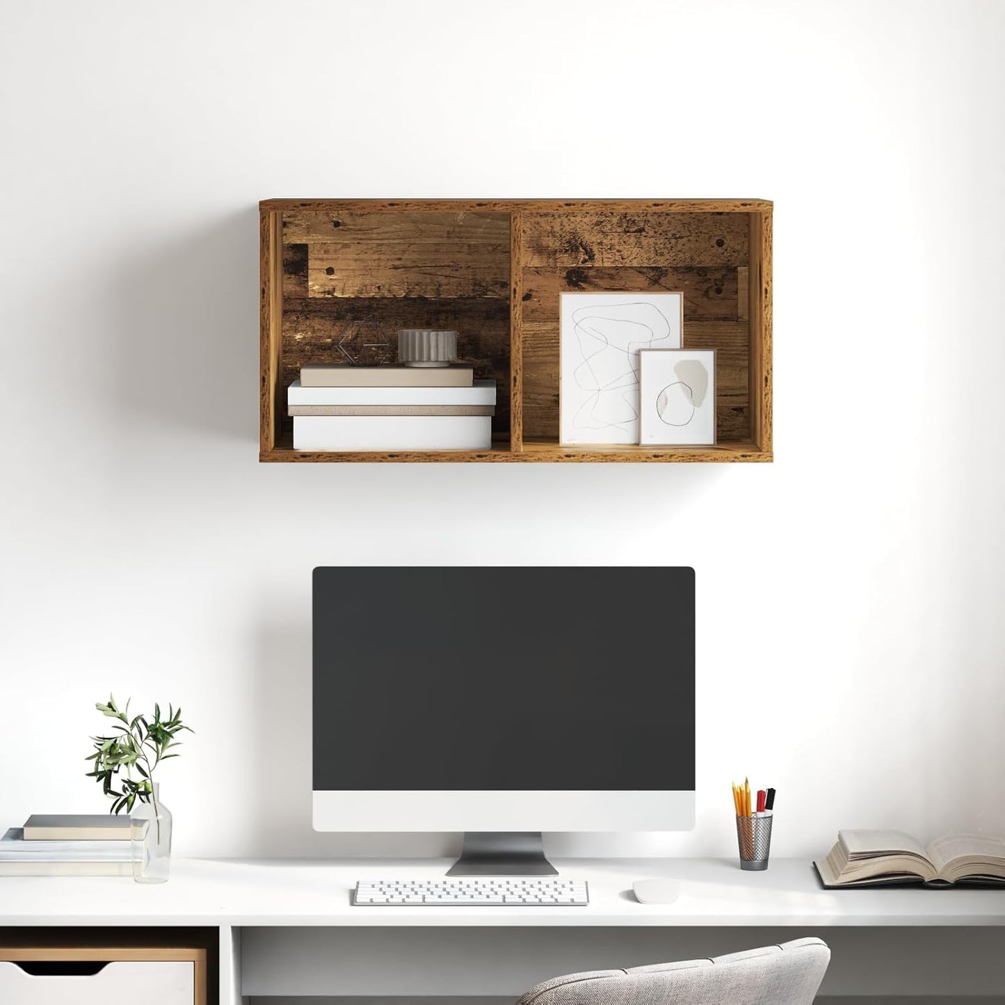 Wandmontierter TV-Schrank, 72 cm Altholz