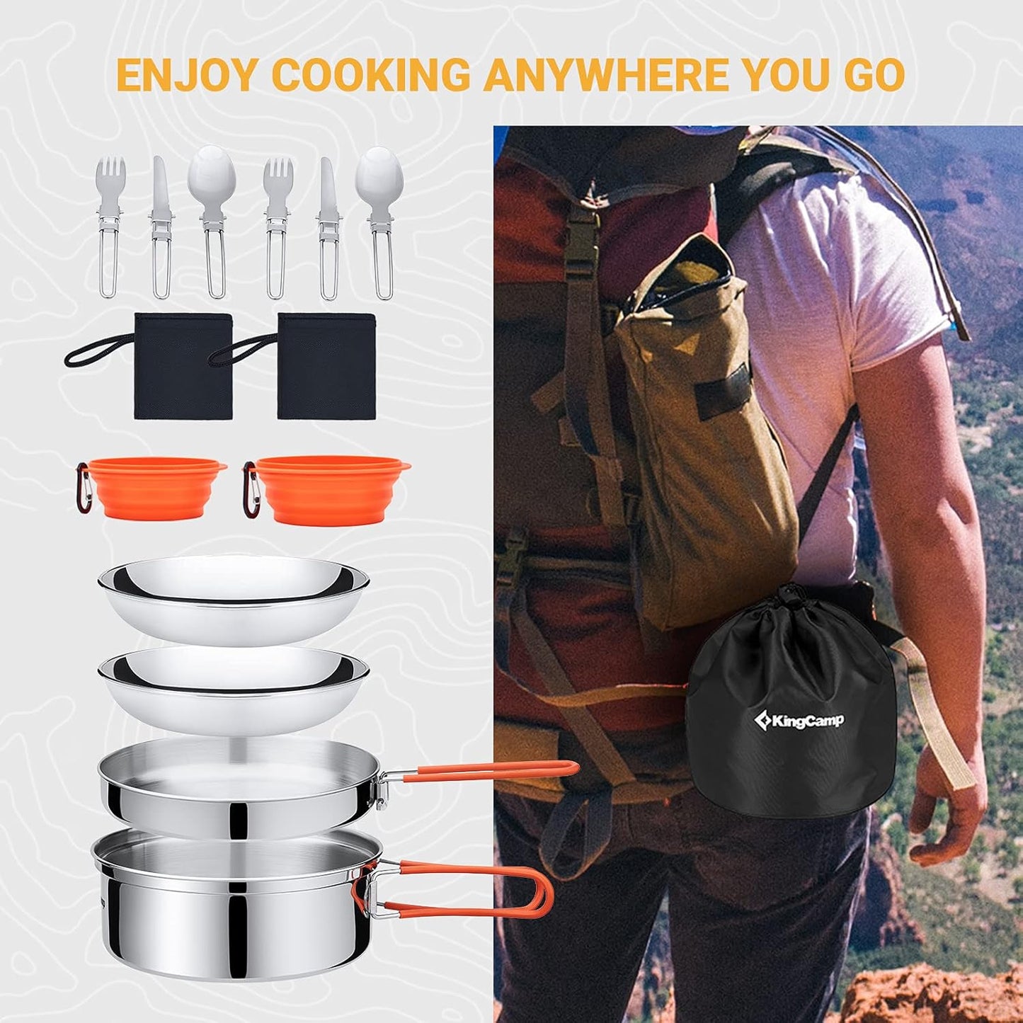 Camping-Geschirr-Set für 2 Personen, 2-3 Person