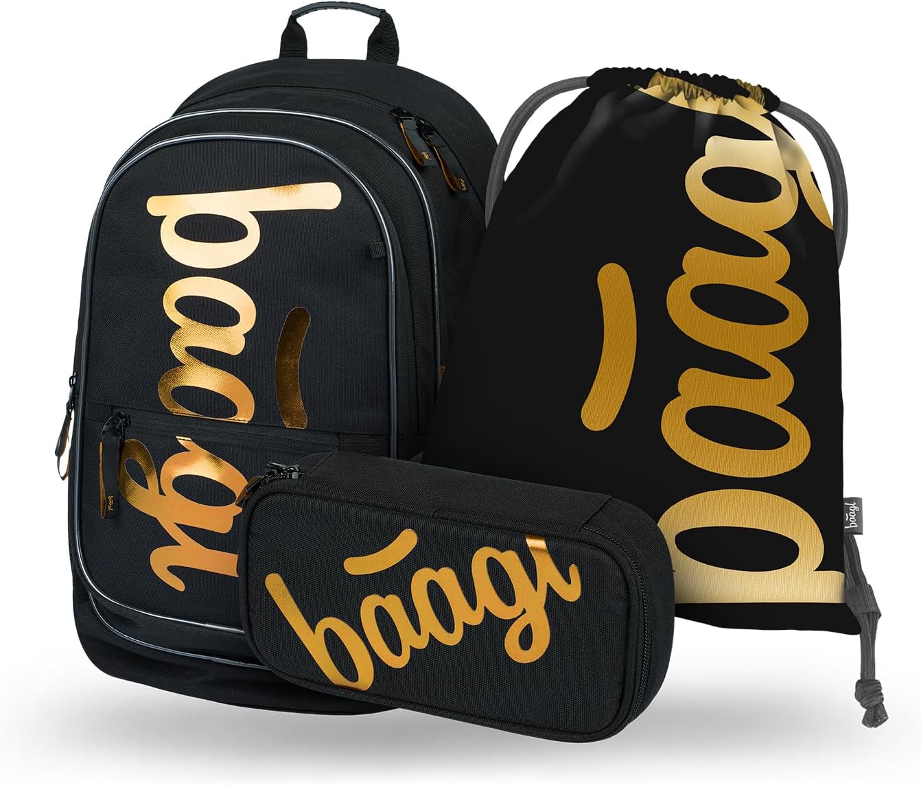 Ergonomisches Schulrucksack-Set, 3-teilig, Metallic Bronze