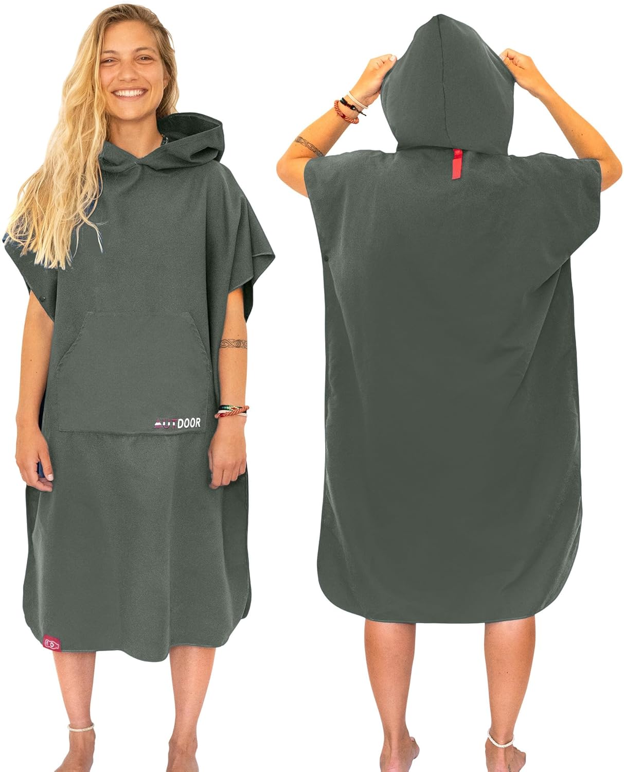 Badeponcho mit Kapuze, Medium Grün