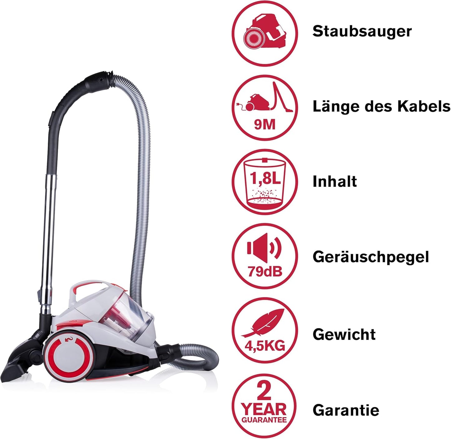 Beutelloser Staubsauger DD2502 mit HEPA-Filter, DD2502