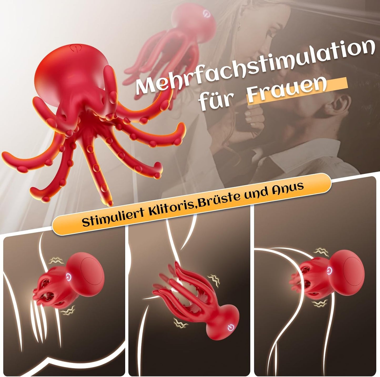 Oktopus Vibrator für Paare (10 Modi), red