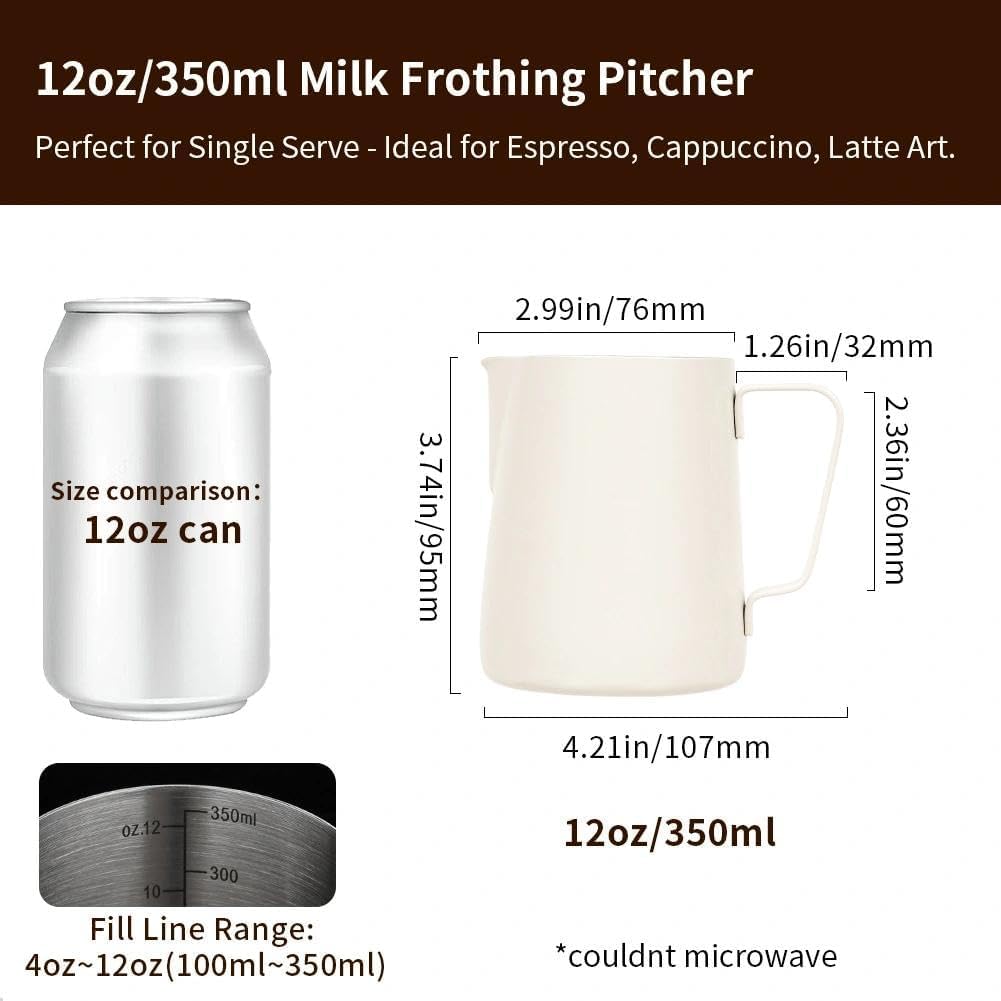 Milchaufschäumkrug, Cremefarben/Weiss 355 ml