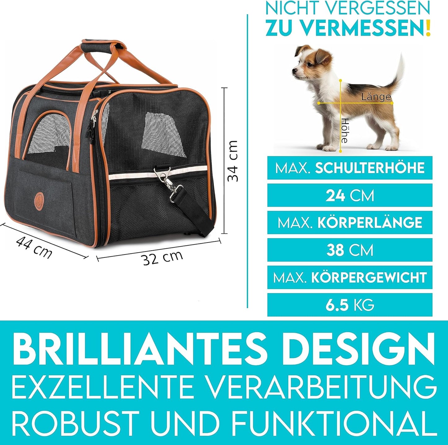 Hundetasche, L 44 x B 32 x H 34 cm Anthrazit