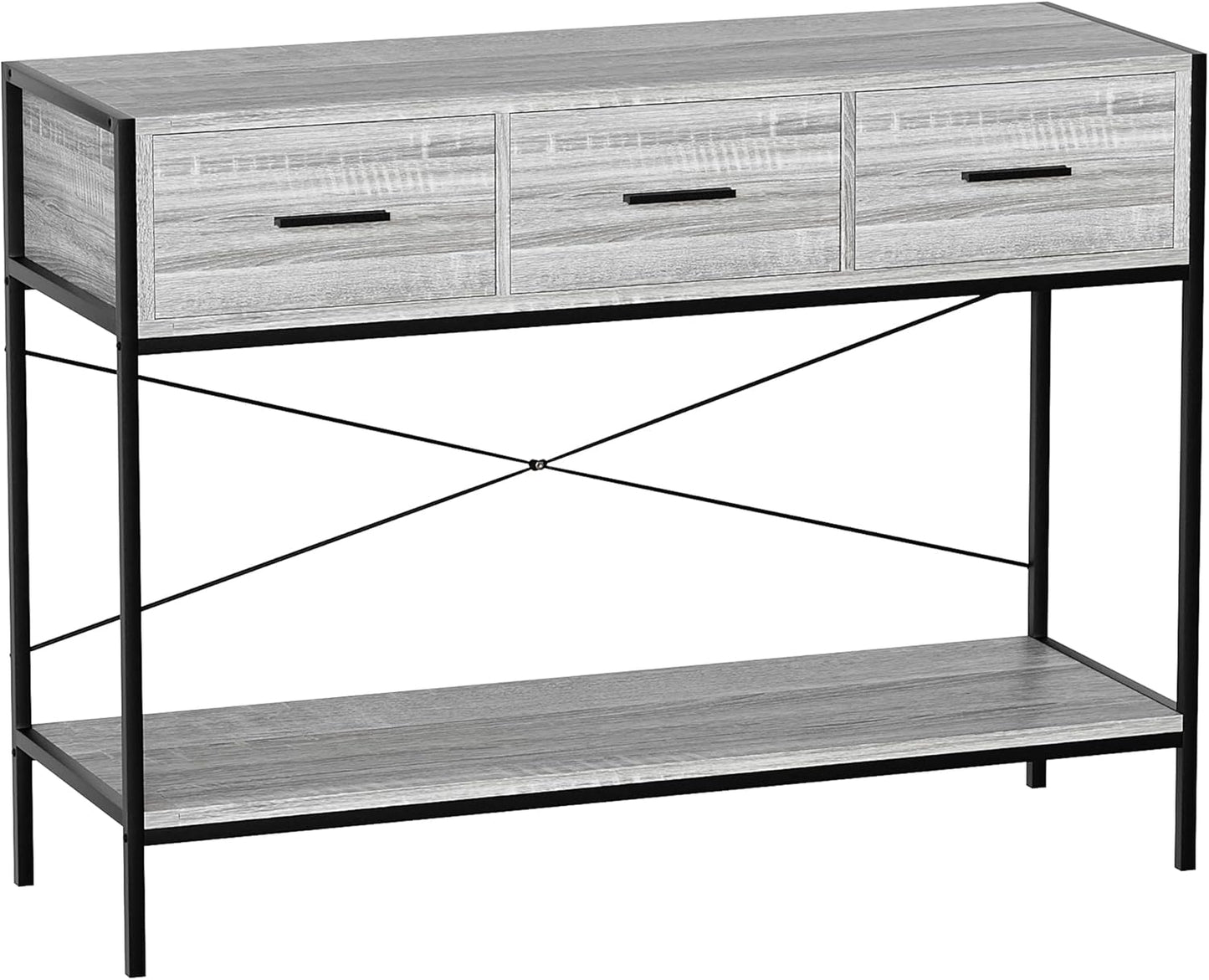 Brooklyn Konsolentisch mit 3 Schubladen, Grau, 3 Drawer