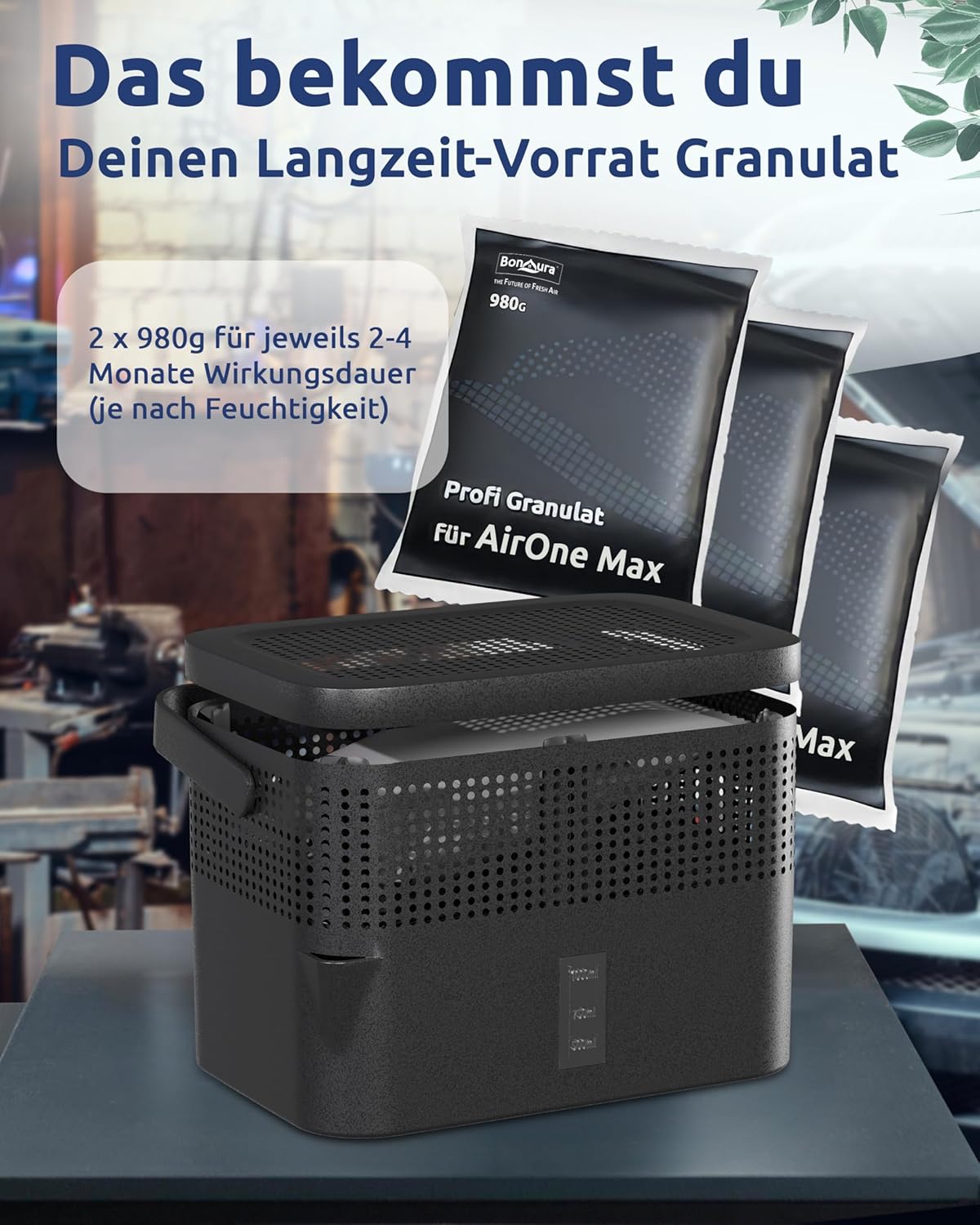 AirOne Max Luftentfeuchter Nachfüllpack-Set, 2 x 980g Granulat, 2 X Granulat Nachfüllpack