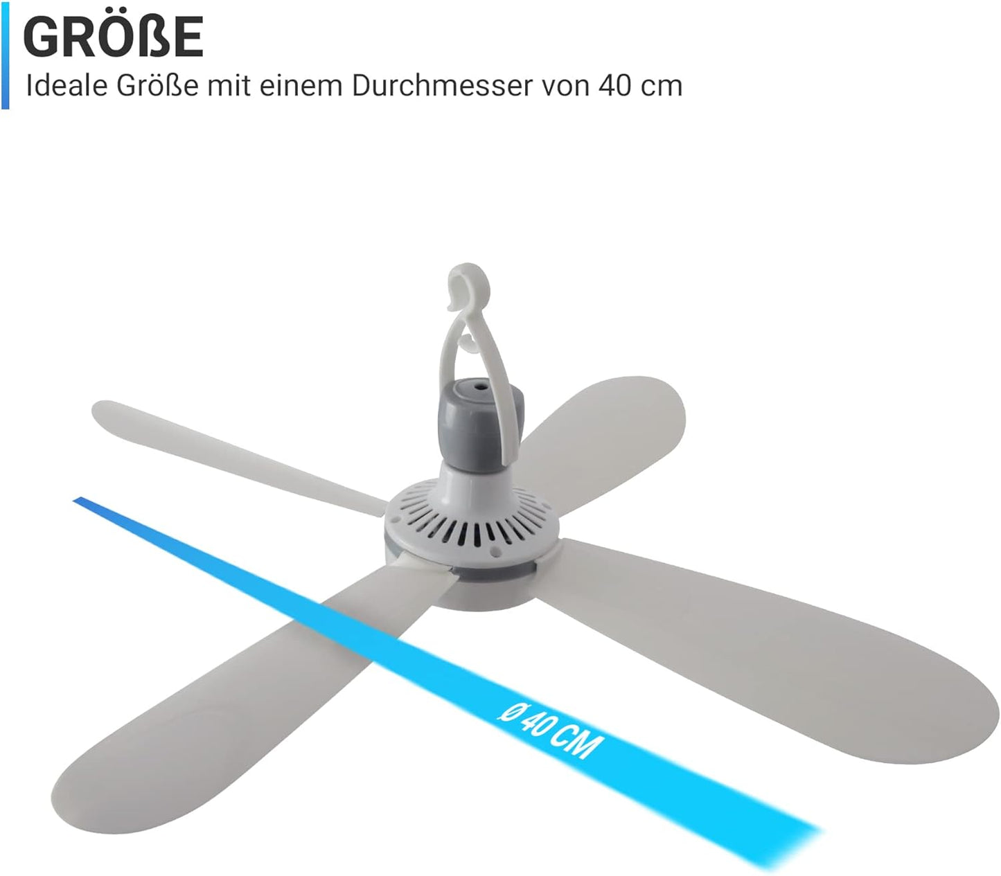 Deckenventilator mit abnhembaren Rotorblättern, Weiss ( Xxl Kabel )