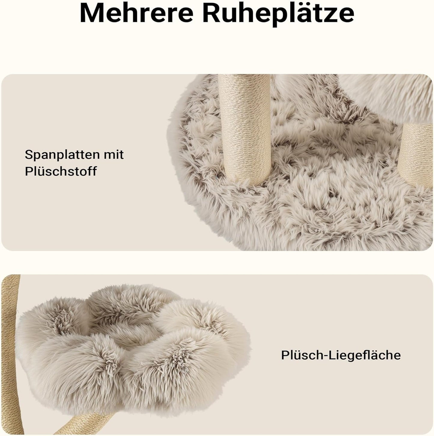 Designer Kratzbaum mit Plüsch & Sisal, 123 cm, 123cm