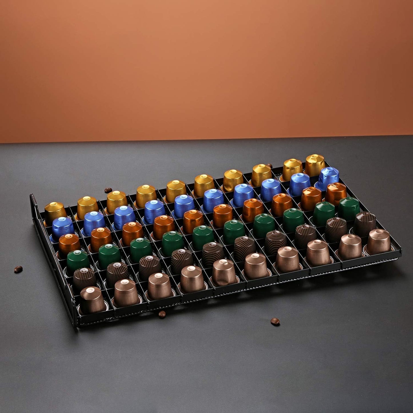 Kaffeekapsel-Schubladenbox für Nespresso, 60 Stück, Rot/Ausflug, Einfarbig (Getaway Solids)