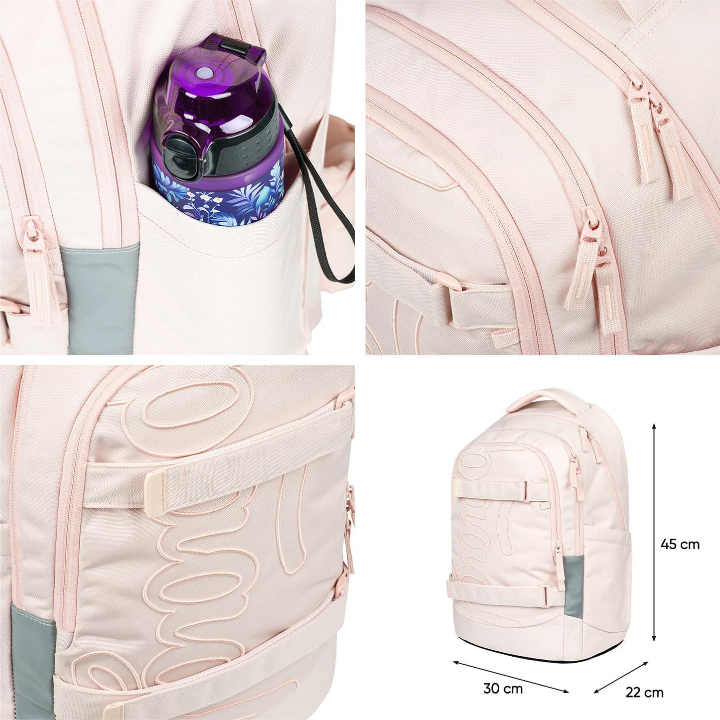 Schulrucksack-Set für Teenager (3-teilig, ergonomisch), Creamy