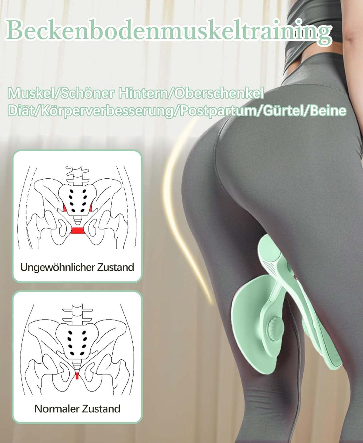 Oberschenkel- und Beckenbodentrainer, Grün 16 KG