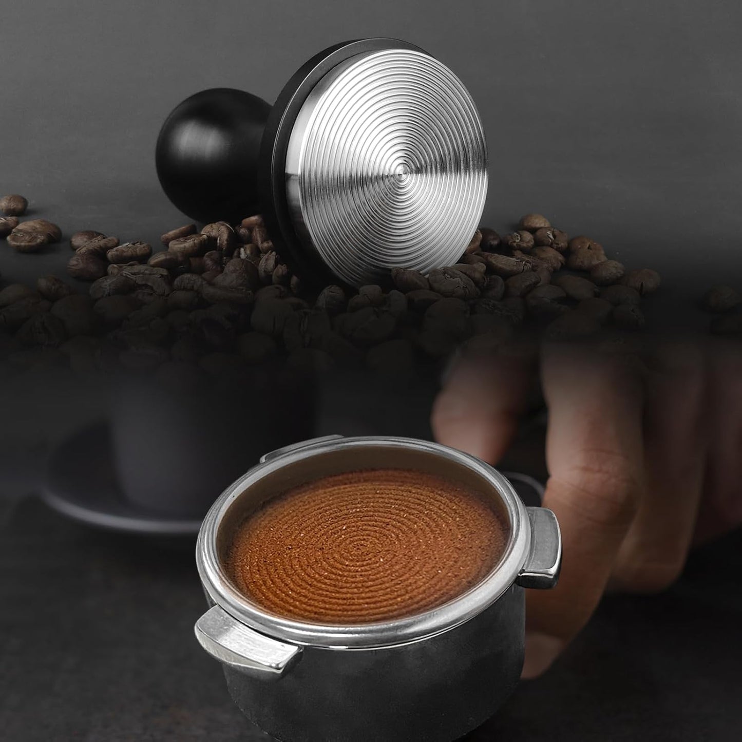 Espresso Tamper mit Druckregulierung, Schwarz 58mm