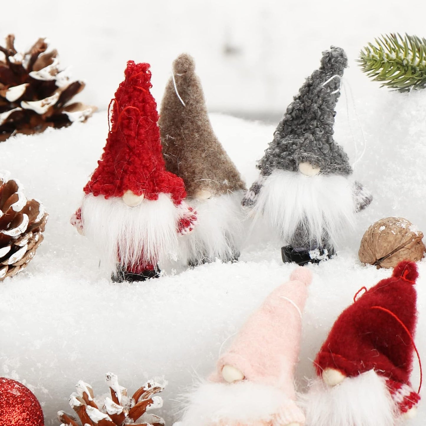 Weihnachtsmann-Anhänger Set (12 Stück), Big Pack D - Plüsch + Filz
