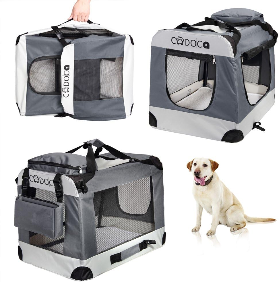 Hundetransportbox faltbar und atmungsaktiv XXL, L 90 x B 60 x H 66 cm Grau