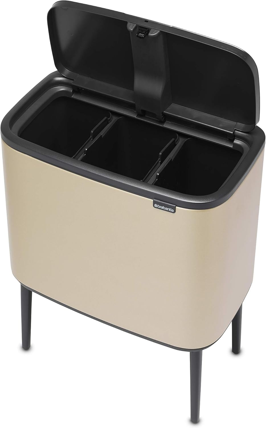 Bo Touch - Recycling Mülleimer mit 3 Fächern (3 x 11L), 3 Inneneimer (3 x 11L) Champagne