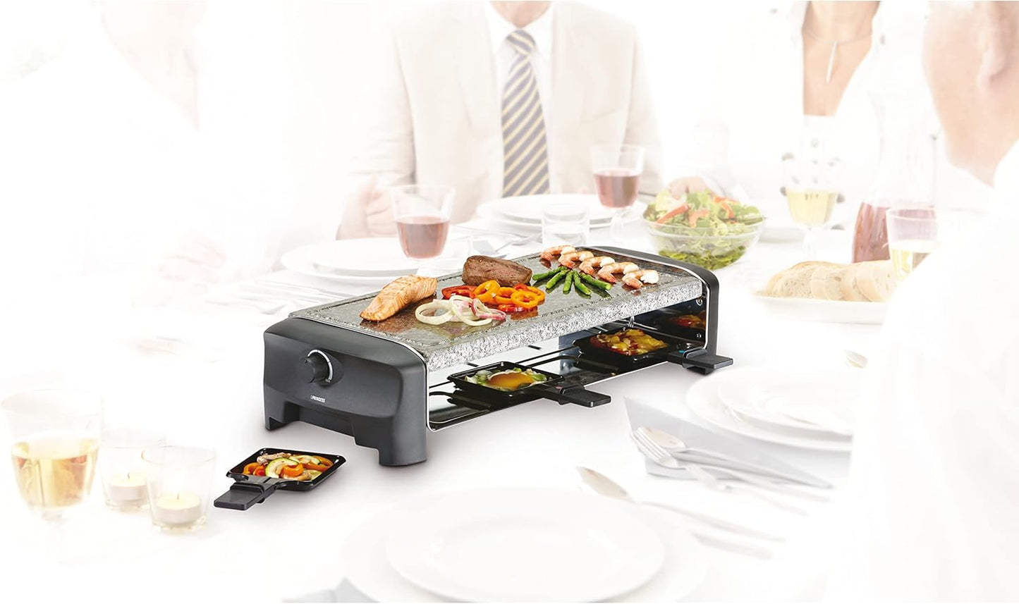 Princess Raclette-Grill mit Steinplatte, 8 Schwarz