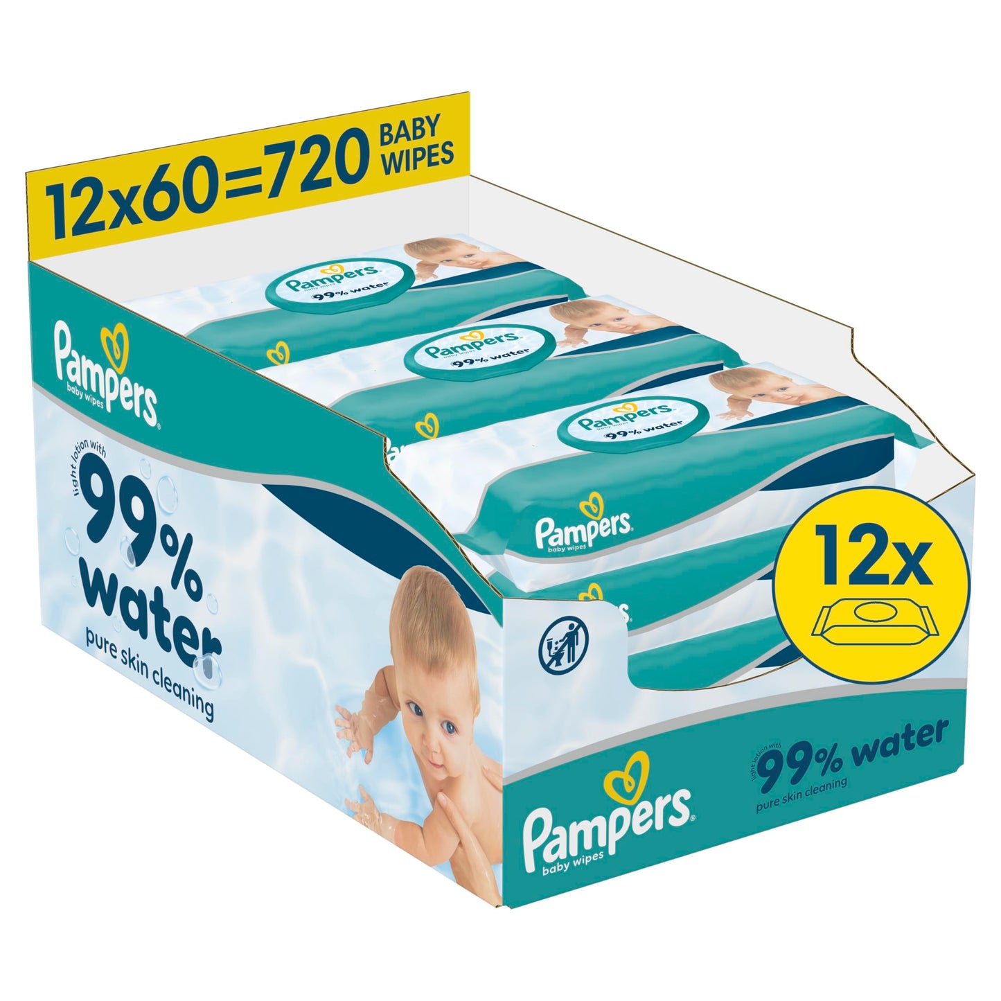 Baby-Feuchttücher mit 99% Wasser (720 Stück), 720 stück (1er Pack)