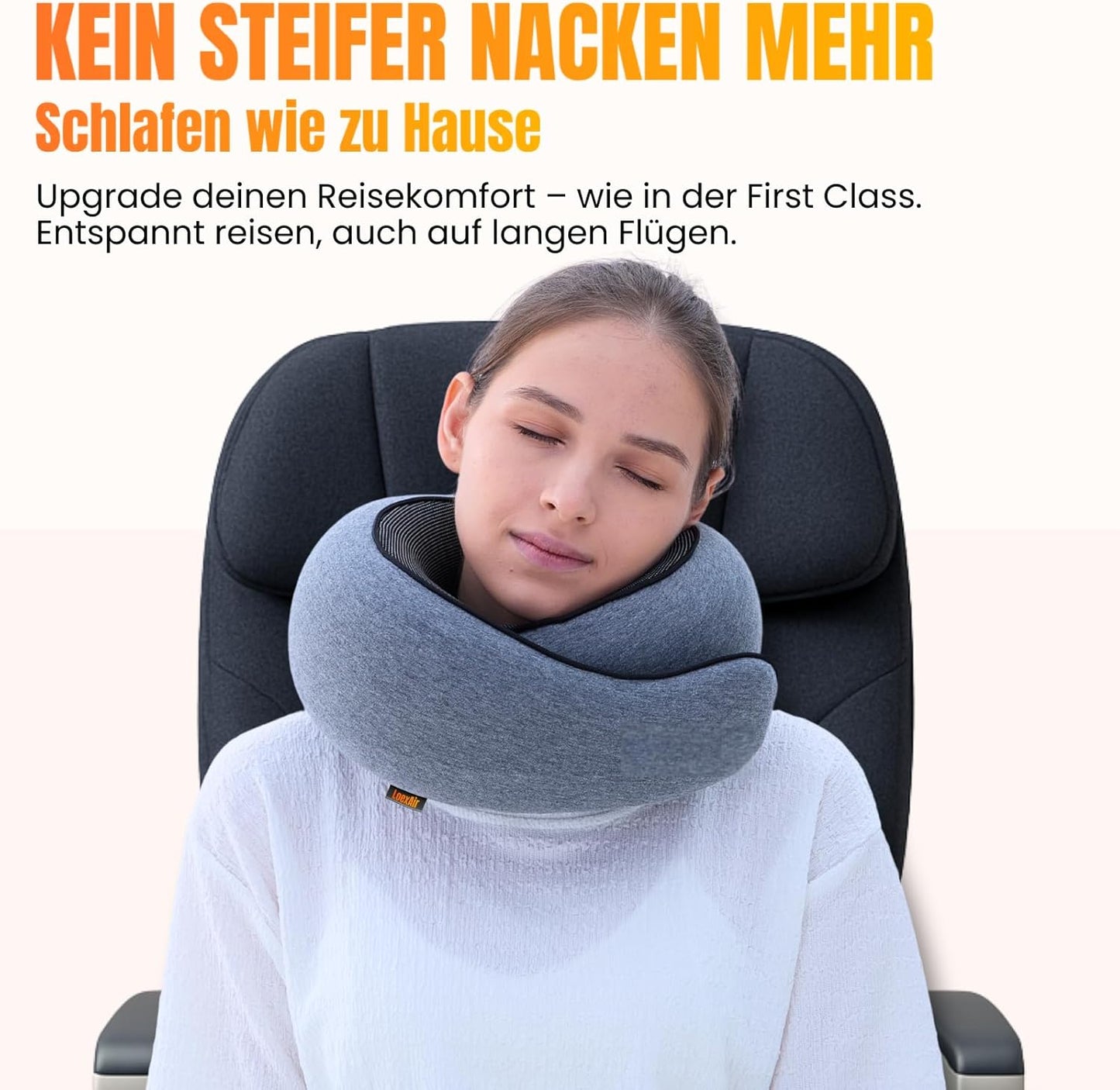 Nackenkissen für Reisen, Hellgrau Classic
