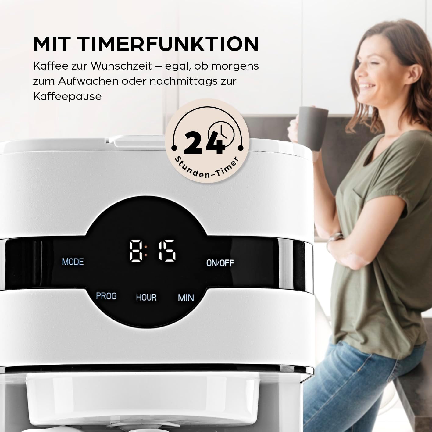 Filterkaffeemaschine mit Isolierkanne, 4) Weiß - Thermokanne