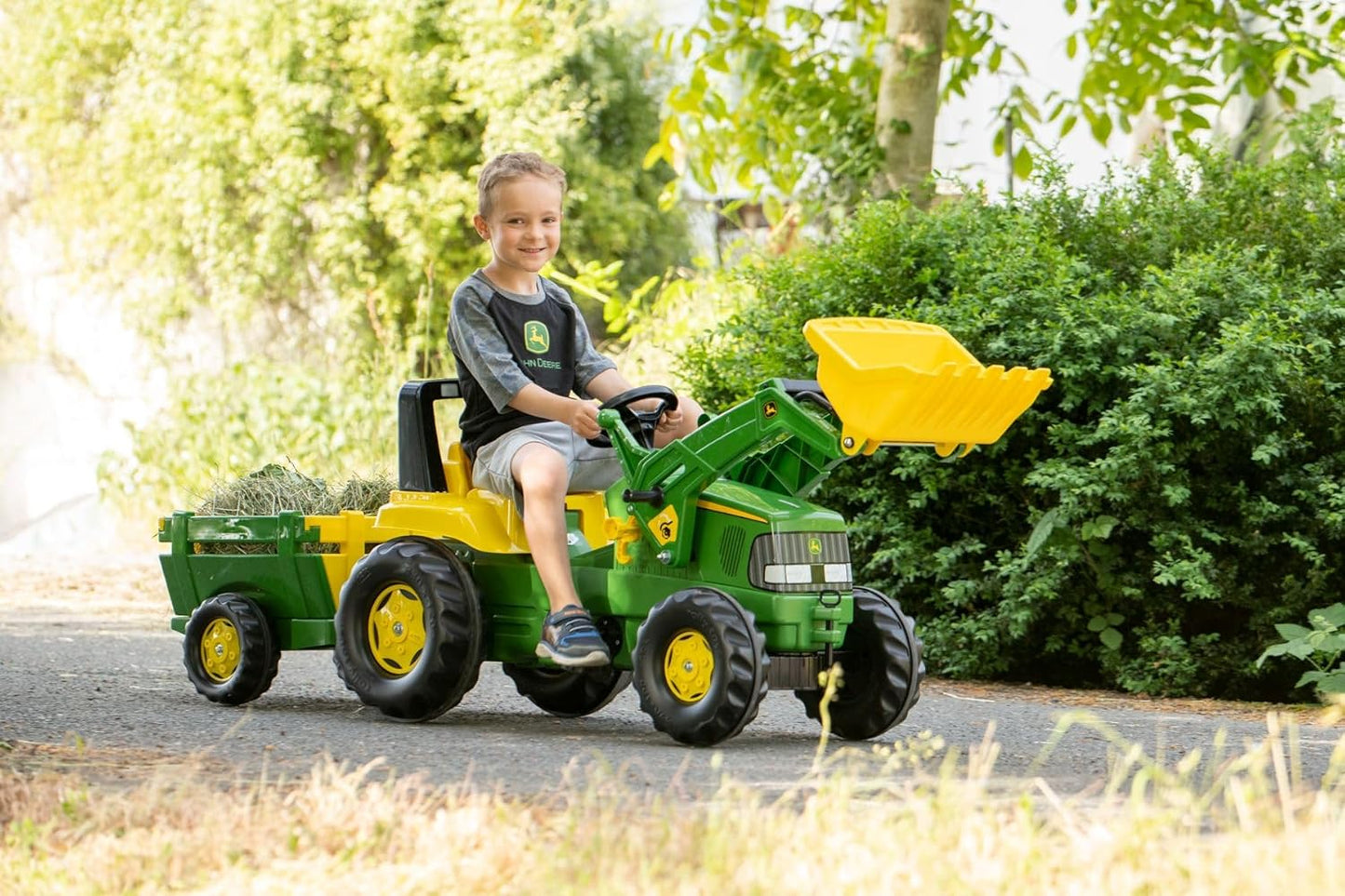 Kindertraktor Junior John Deere mit Anhänger