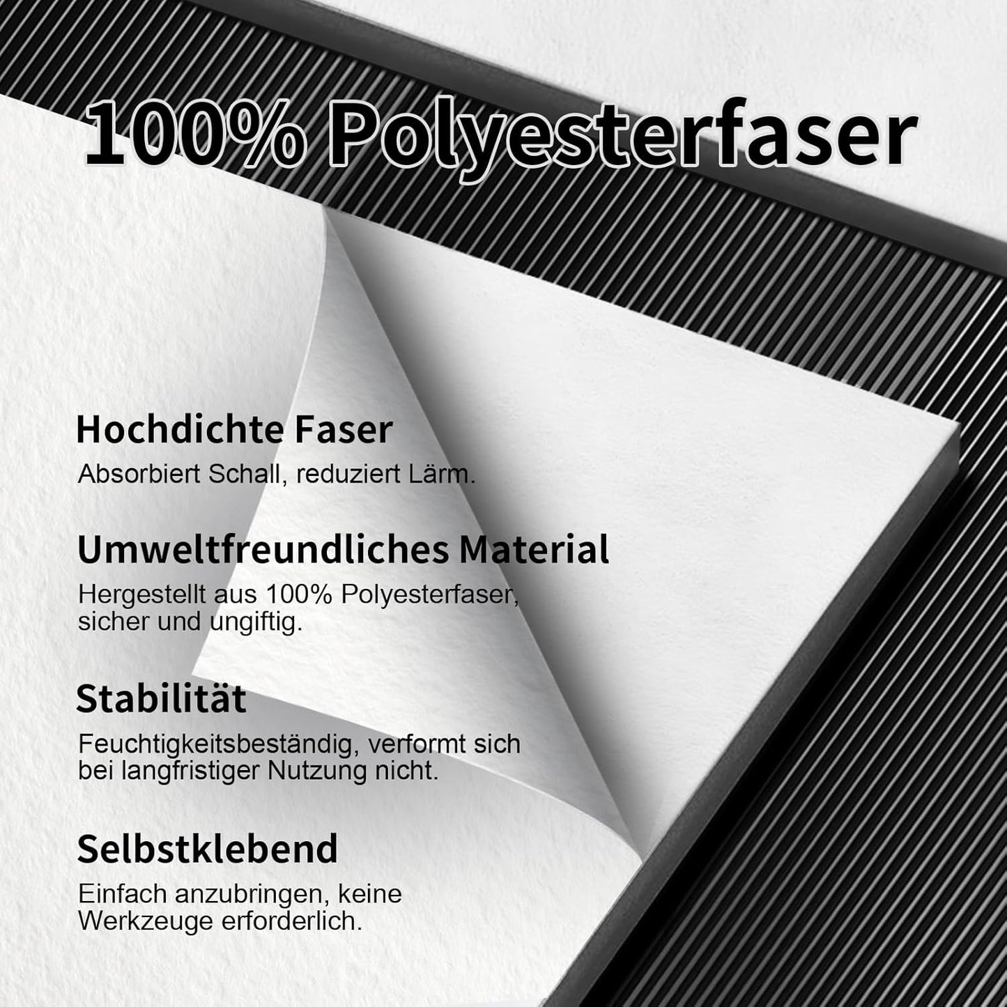 Selbstklebendes Akustikplatten-Set, 18-teilig, 18 Stück Porzellan weiß