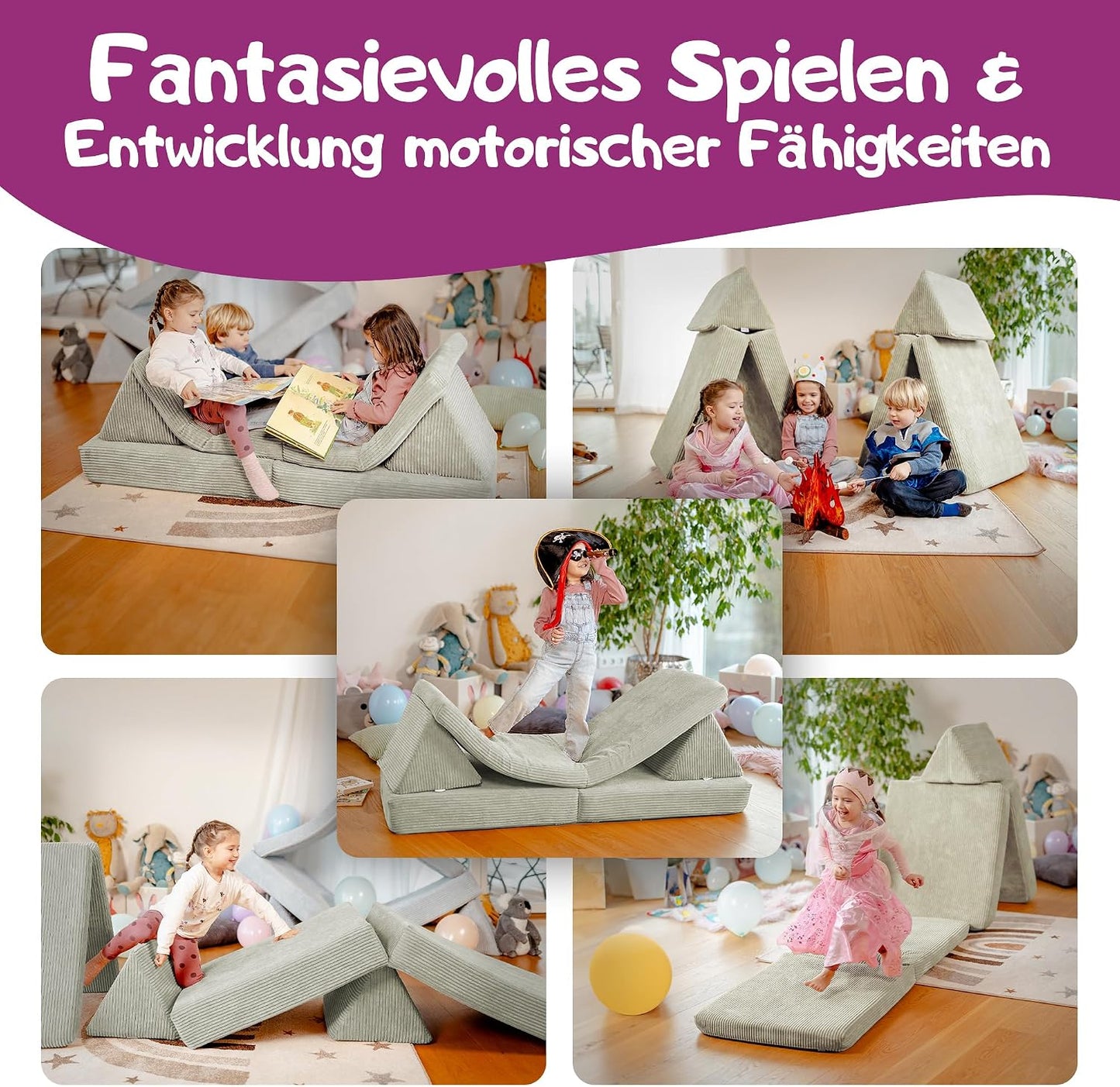 Spielsofa für Kinder, Kieselgrau