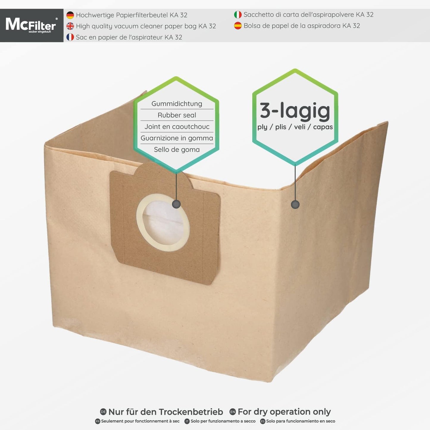 Beutelset mit Filter, 10 Beutel + 1 Filter WD 3, MV 3