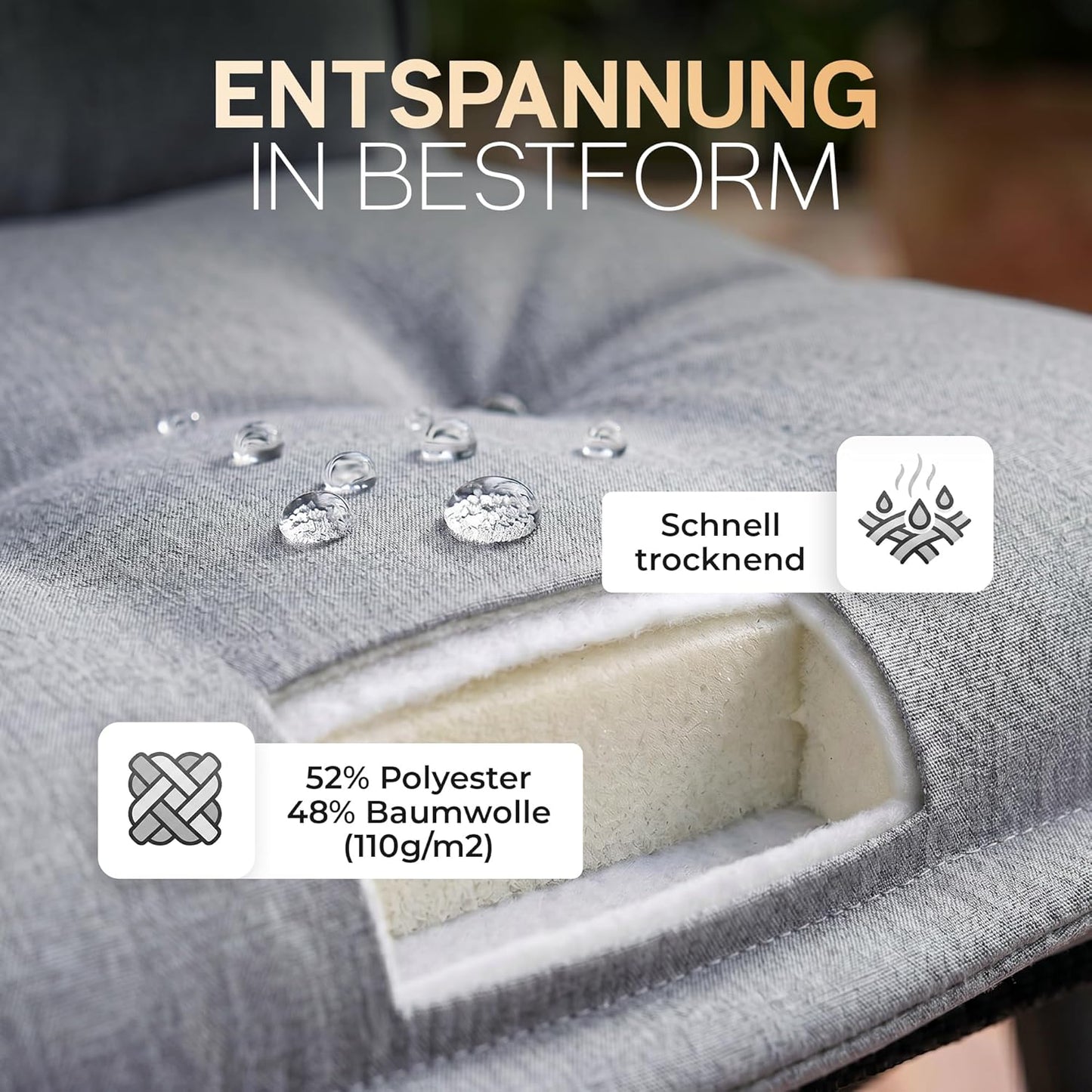 Hochlehner Auflagen-Set (1 Stück), 1-Stück Grau