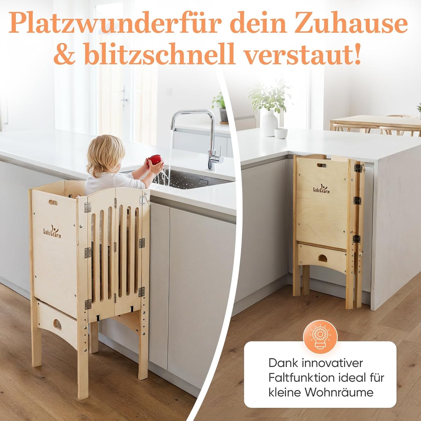 Faltbarer Lernturm ab 1 Jahr, Natural