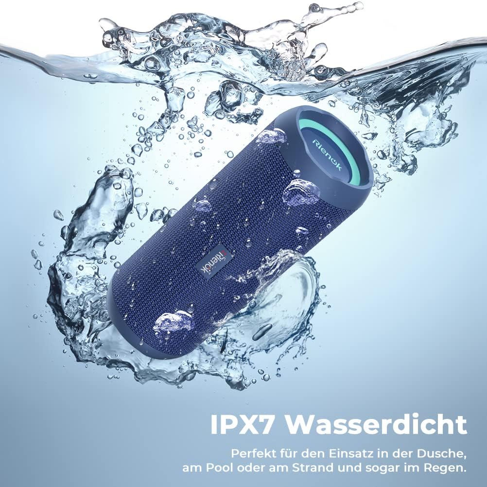 Wasserdichter Bluetooth Lautsprecher mit Licht, Blau