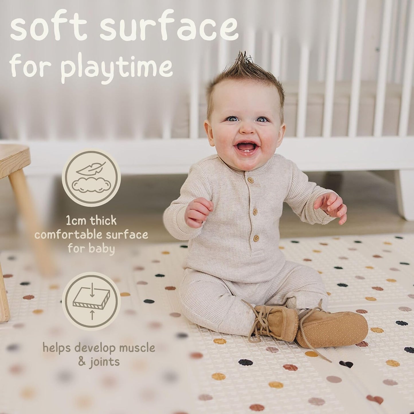 Wend- und Faltbare Spielmatte, 200 x 150 cm Beige