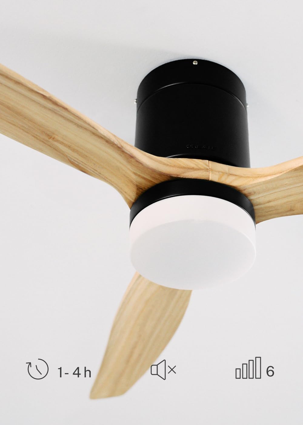 Deckenventilator mit Licht & Fernbedienung 132 cm, Mit Licht Naturfarbenes Holz