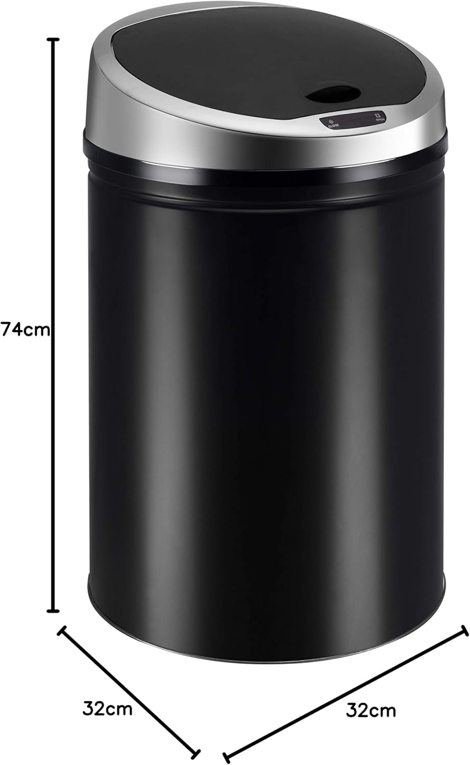 Abfalleimer mit Sensor, 40 Liter Schwarz