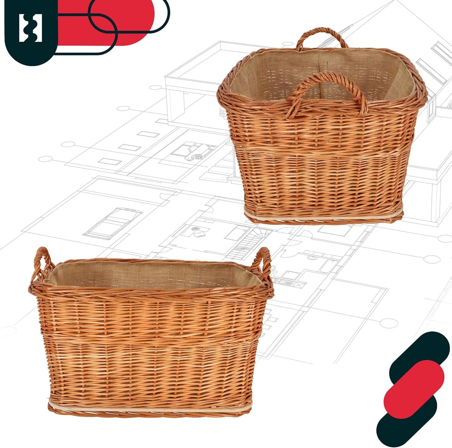 Weidenkorb mit Henkel, Naturfarbe 55x45 cm