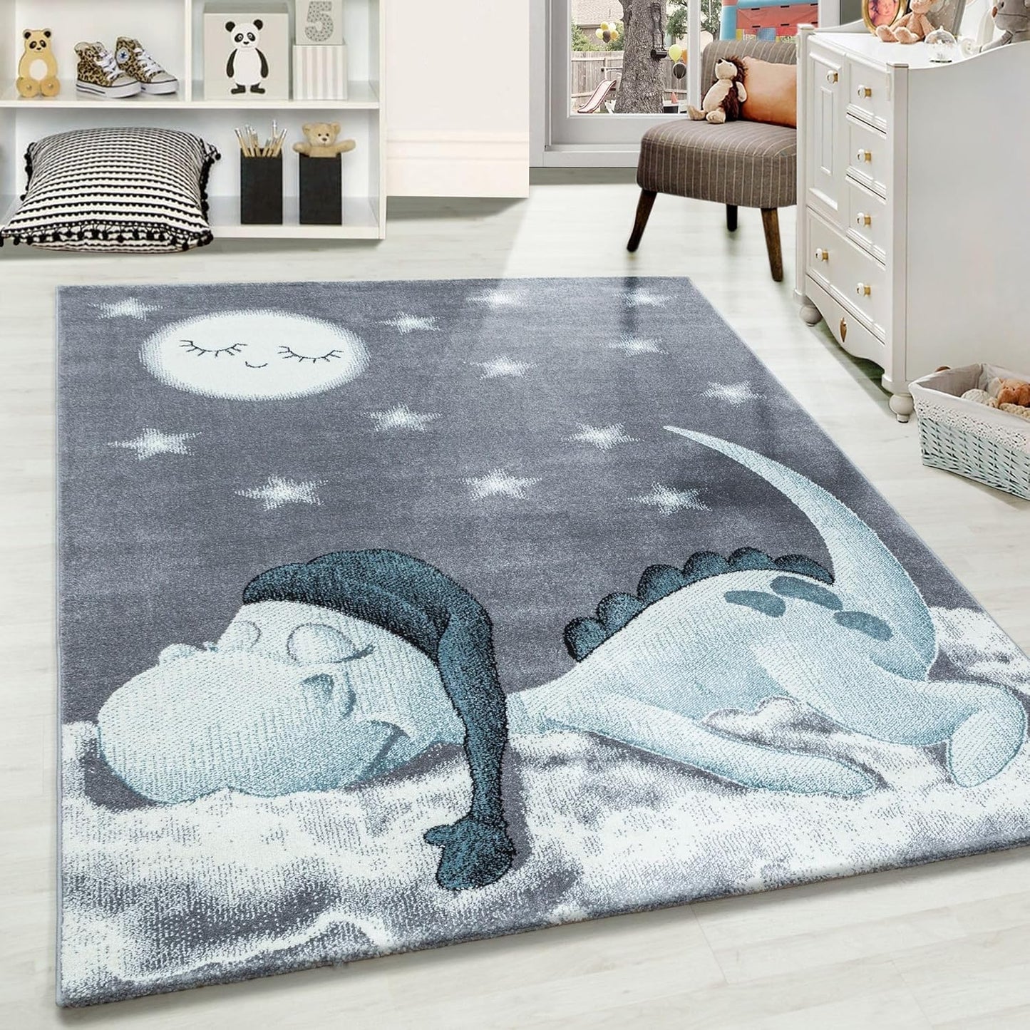 Kinderteppich mit süssem Dinosaurier-Motiv, 160 x 230 cm (Rechteckig) Blau-3