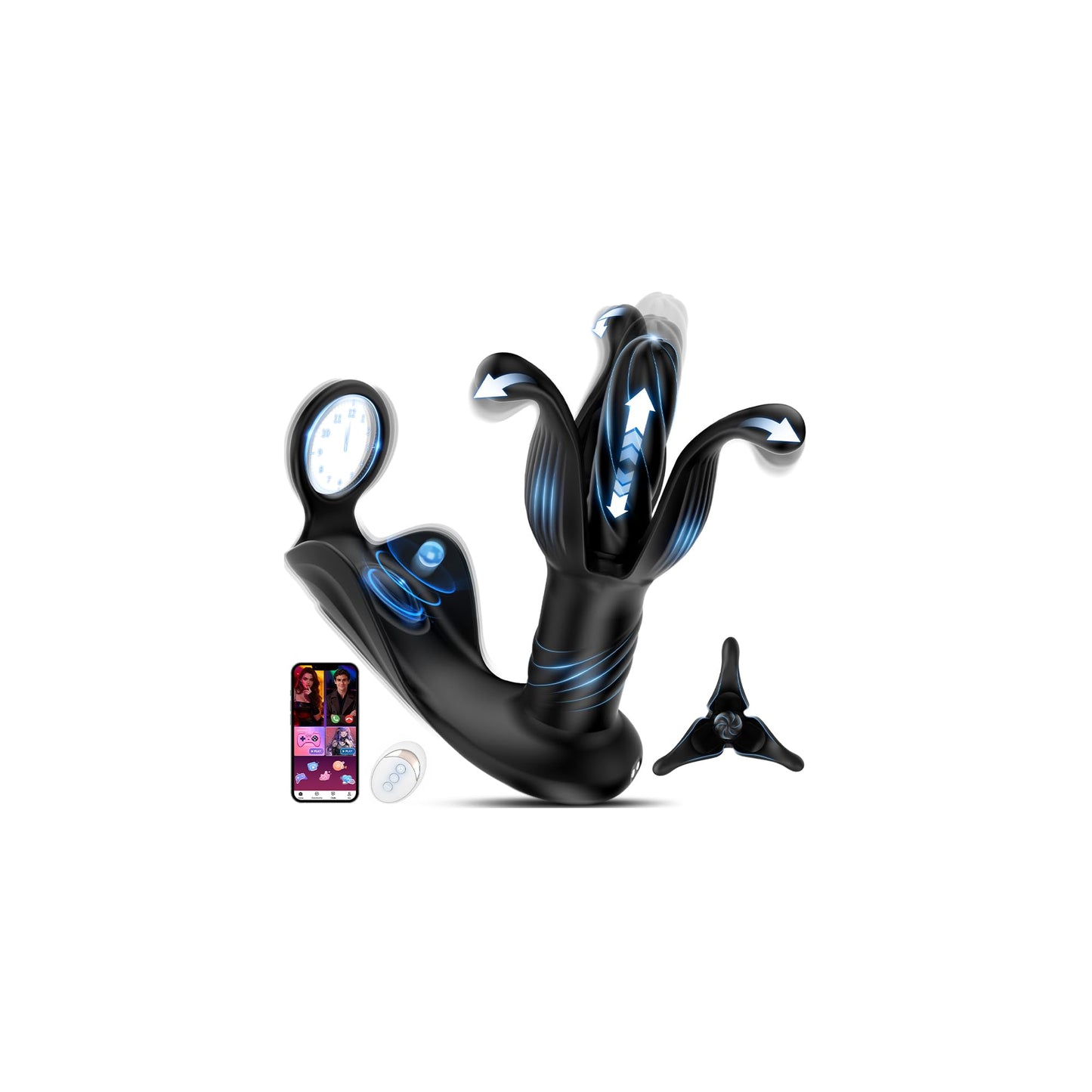 4-in-1 Analvibrator mit Penisring und Hodenvibration