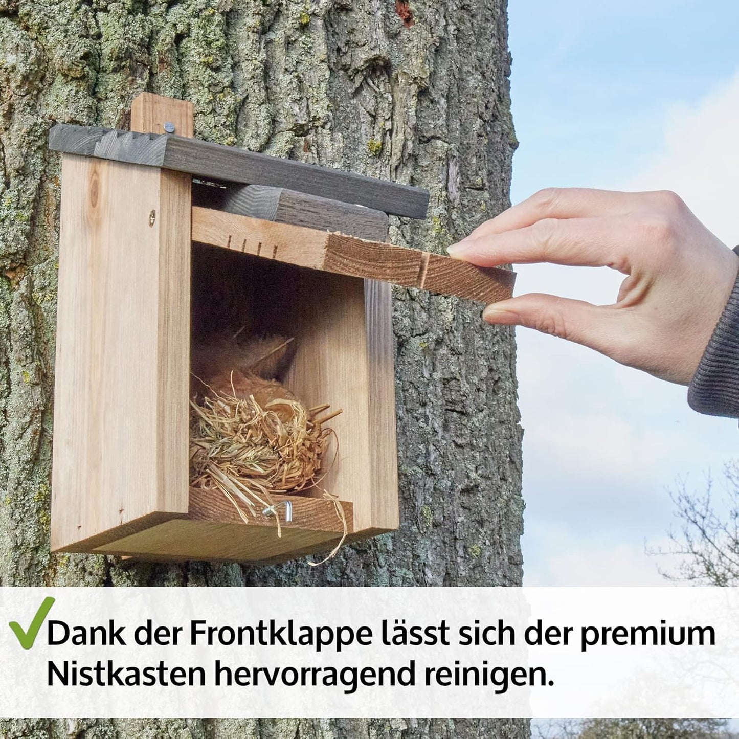 Nistkasten für Wildvögel aus Massivholz, Nistkasten Braun